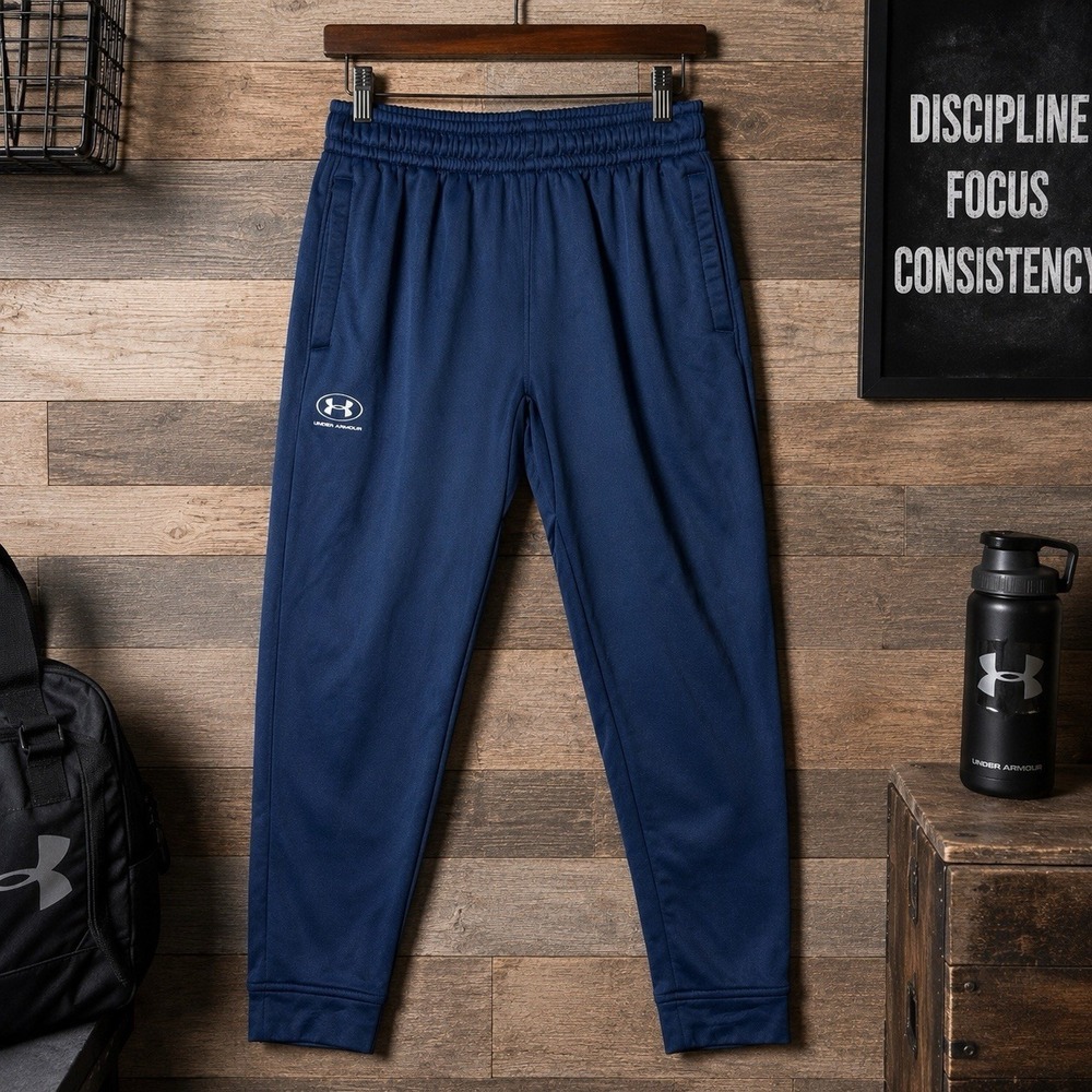 Under Armour ColdGear Fitted Jogger Pants Mens M Navy Fleece Lined Athletic